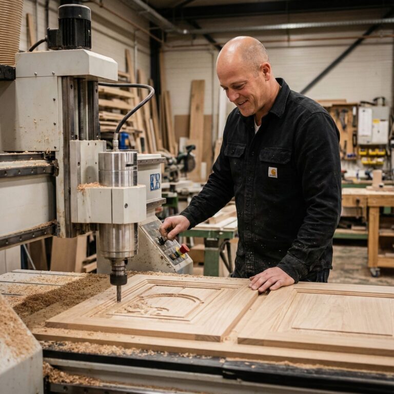 Harm werkt aan CNC machine in Budel