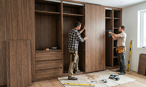 Inbouw kast op maat door Maakfabriek geplaatst op lokatie van de klant